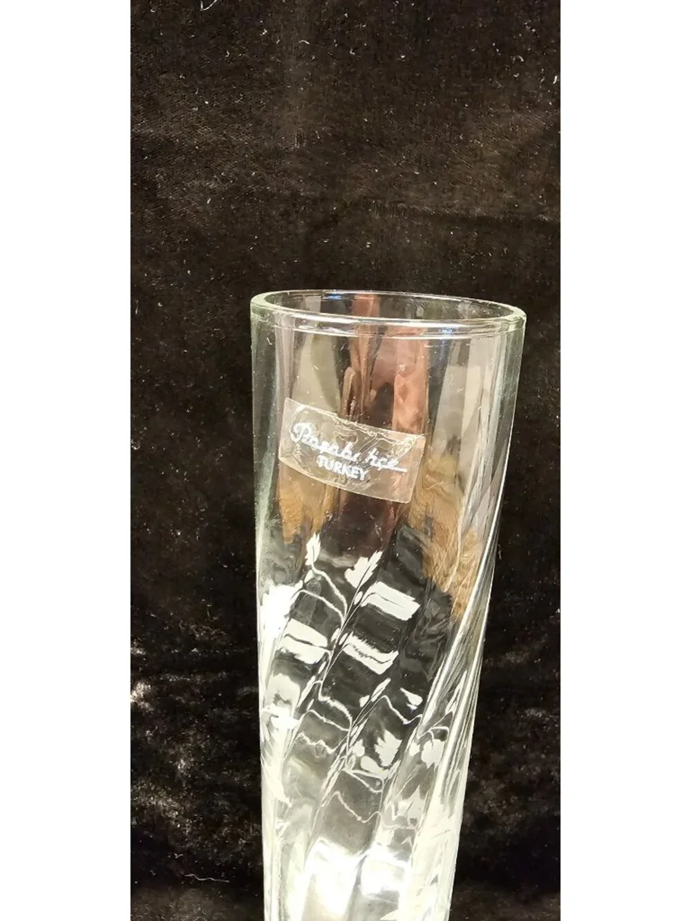 Pasabahce Turkey Vintage Tall Etched Clear Glass Vase With Floral Design 7.5 Inc
